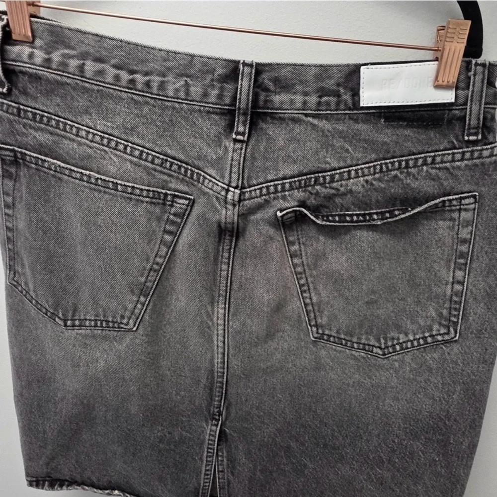 Re/Done Vintage Denim Charcoal Mini Skirt $305 retail